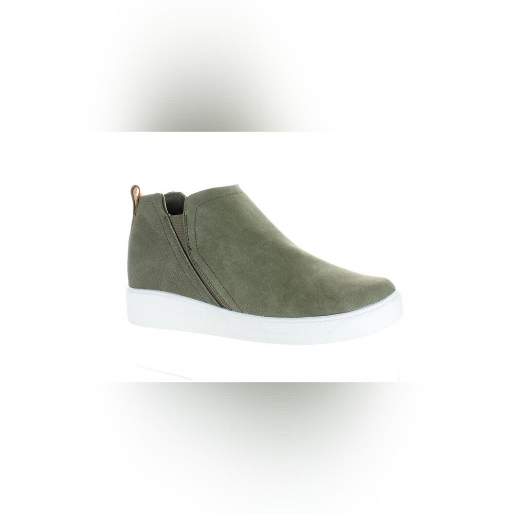 Ryka Olive Green Slip-On Ankle Bootie with White Platform Sole Sz 10